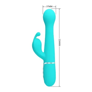 Vibrateur Lapin Dejon Perles Rotatives Pretty Love - vue de dos - Vert d'eau