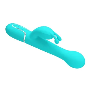 Vibrateur Lapin Dejon Perles Rotatives Pretty Love - avec son échelle de taille - Vert d'eau