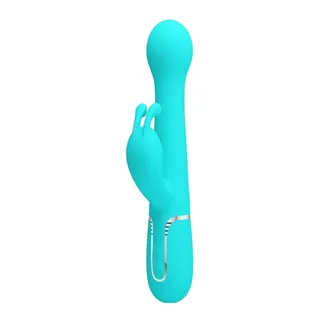 Vibrateur Lapin Dejon Perles Rotatives Pretty Love - avec sa base - Vert d'eau