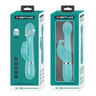 Vibrateur Lapin Dejon Perles Rotatives Pretty Love - vue de profil - Vert d'eau