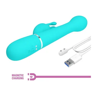 Vibrateur Lapin Dejon Perles Rotatives Pretty Love - vue en gros plan - Vert d'eau