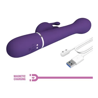 Vibrateur Lapin Dejon Perles Rotatives Pretty Love - vue en gros plan - Violet