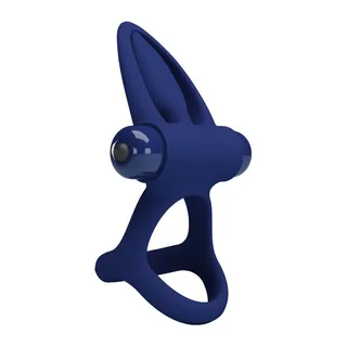 Cockring double anneau silicone bleu, vibrant, à piles, autre vue 3