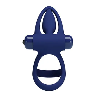 Cockring double anneau silicone bleu, vibrant, à piles, autre vue 7