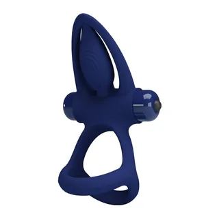 Cockring double anneau silicone bleu, vibrant, à piles, autre vue 8