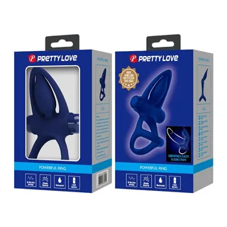 Cockring double anneau silicone bleu, vibrant, à piles, autre vue 10