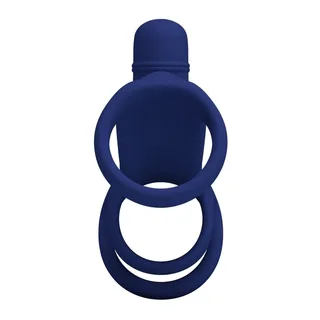 Anneau vibrant silicone bleu marine, harnais, 10 modes, autre vue 6
