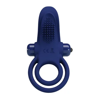 Cockring Pretty Love Bronson bleu vu de face, double anneau