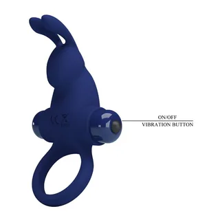 Bague vibrante silicone bleu marine, 10 modes, à piles, autre vue 4