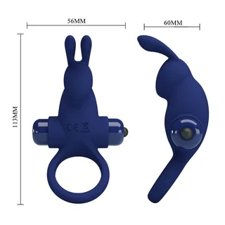 Bague vibrante silicone bleu marine, 10 modes, à piles, autre vue 7