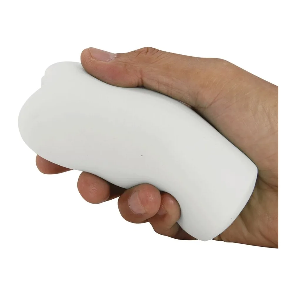 Masturbateur Olga en silicone bleu clair avec gaine amovible, montré en trois vues : fermé, ouvert avec gaine extraite et coque séparée, sur fond blanc