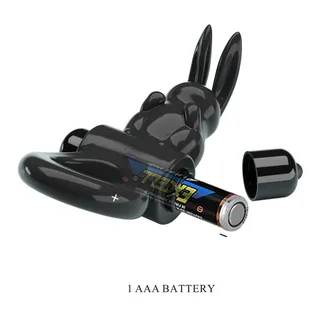 Cockring TPR noir tête de lapin vibrant 10 modes, autre vue 2