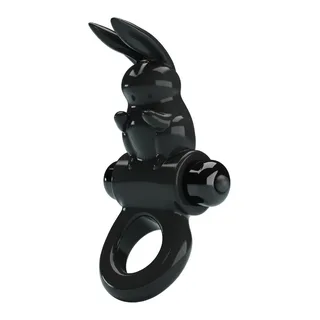Cockring TPR noir tête de lapin vibrant 10 modes, autre vue 5