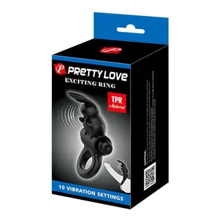 Cockring TPR noir tête de lapin vibrant 10 modes, autre vue 6