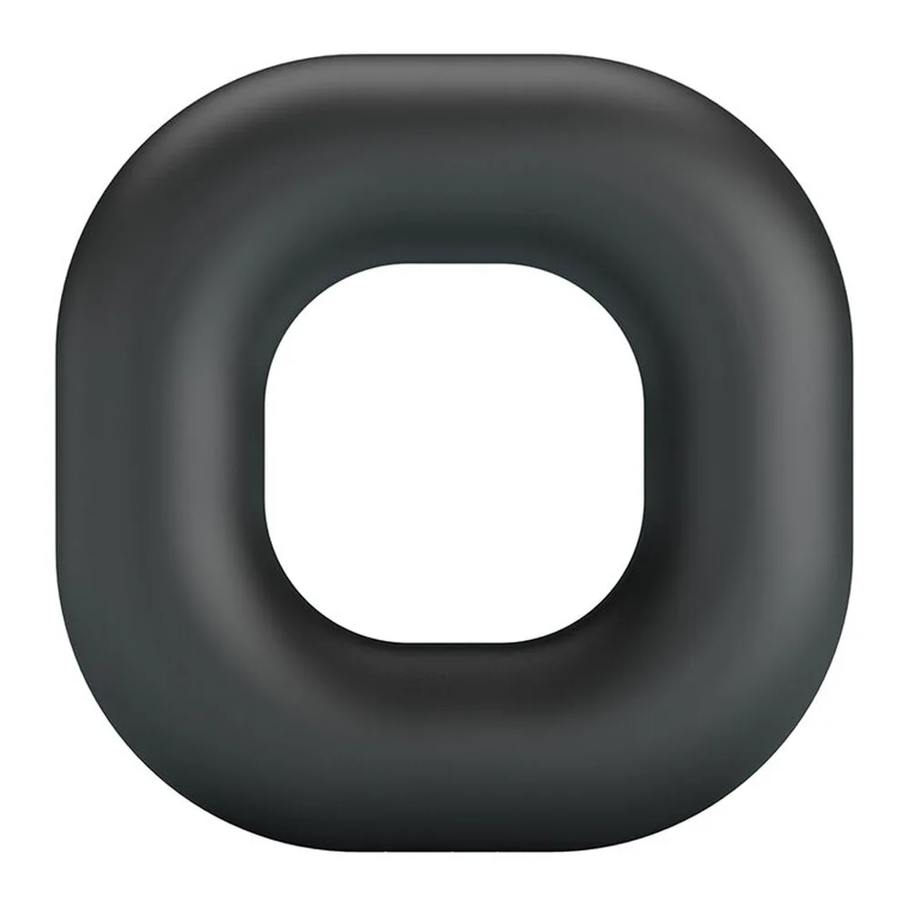 Schéma de dimensions d'un anneau en silicone noir, vue de face montrant l'ouverture ovale et les mesures: 40mm de hauteur, 85mm de largeur, 50mm d'ouverture intérieure et 79mm d'épaisseur