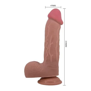 Sliding Skin Gode Réaliste à Ventouse Pretty Love - Marron