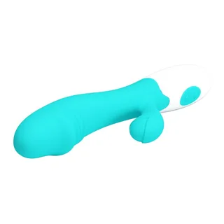 Vibromasseur rabbit silicone turquoise et blanc, 190 mm, autre vue 7