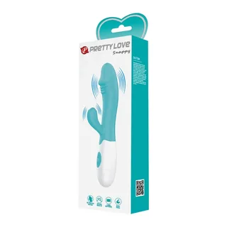 Vibromasseur rabbit silicone turquoise et blanc, 190 mm, autre vue 9