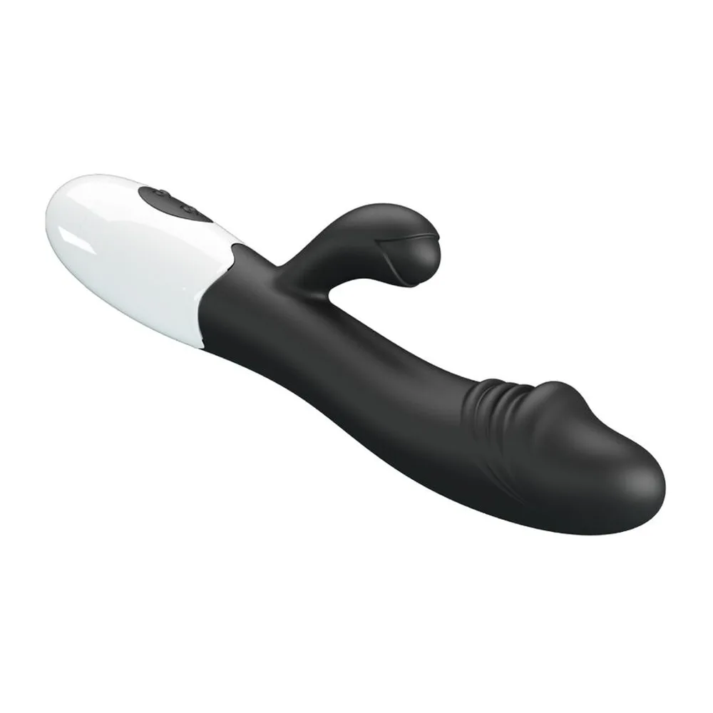 Vibromasseur rabbit silicone turquoise et blanc, 190 mm, coloris Noir, autre vue 2