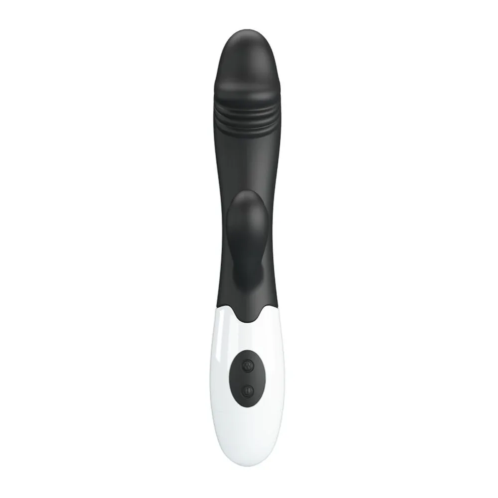 Vibromasseur rabbit silicone turquoise et blanc, 190 mm, autre vue 9