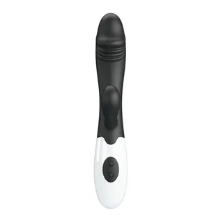 Vibromasseur rabbit silicone turquoise et blanc, 190 mm, coloris Noir, autre vue 5