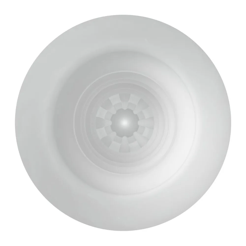 Masturbateur blanc avec textures ondulées et bille interne mobile, livré avec emballage rose Pretty Love et housse de rangement rigide, schéma des dimensions indiquées