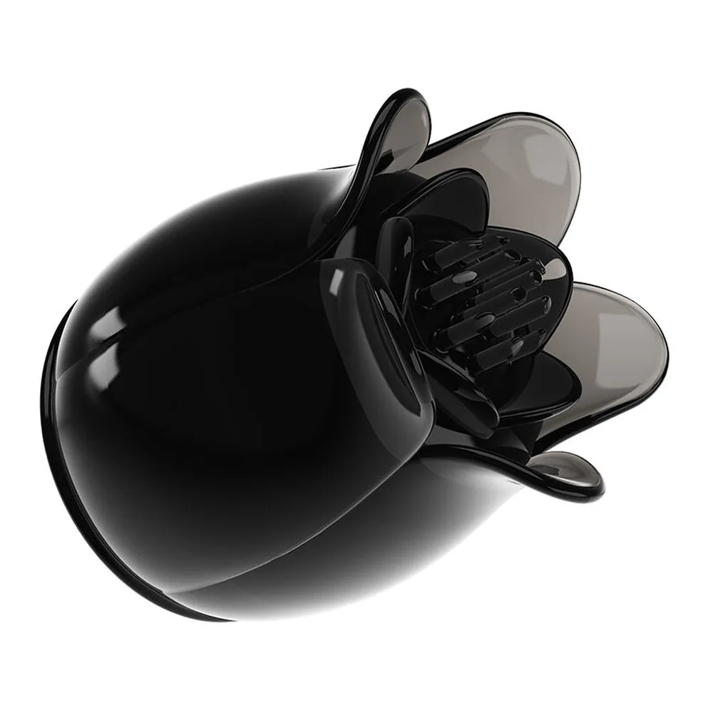 Tête stimulateur clitoridien silicone noir, pétales, compatible wand, autre vue 3