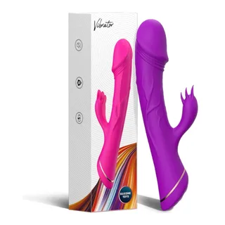 Gode Vibrateur Lapin Silicone Armony - vue de profil - Violet