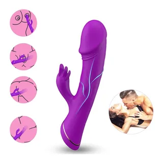 Gode Vibrateur Lapin Silicone Armony - vue de dos - Violet