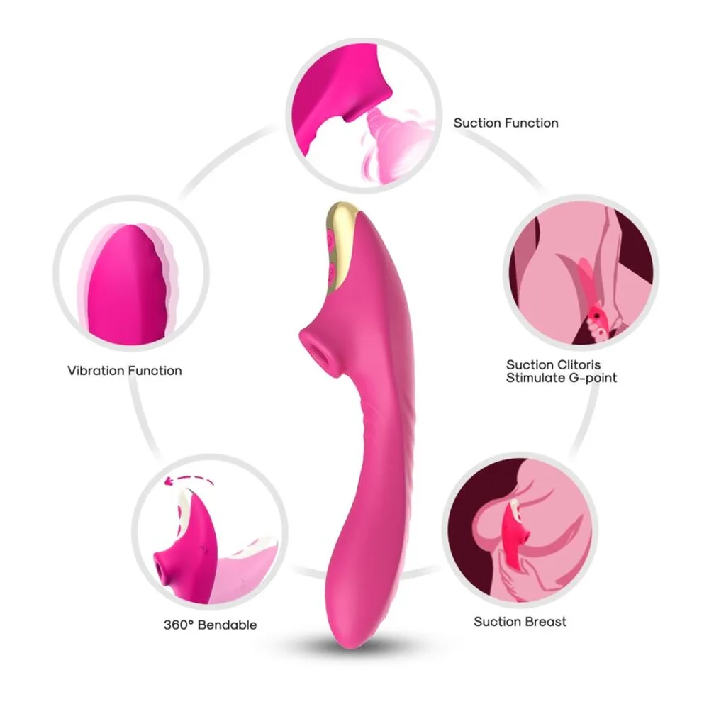 Schéma de dimensions d'un stimulateur clitoridien courbé rose vif et or, 205 mm de hauteur et 55 mm de largeur