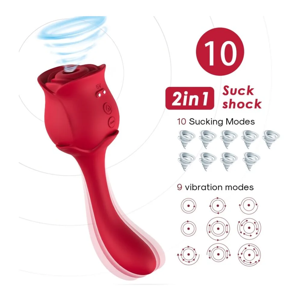 Schéma de dimensions du stimulateur clitoridien rouge avec tête en forme de corolle (2,40 cm de largeur, 2,83 cm de hauteur) et tige courbe (6,69 cm de longueur totale)