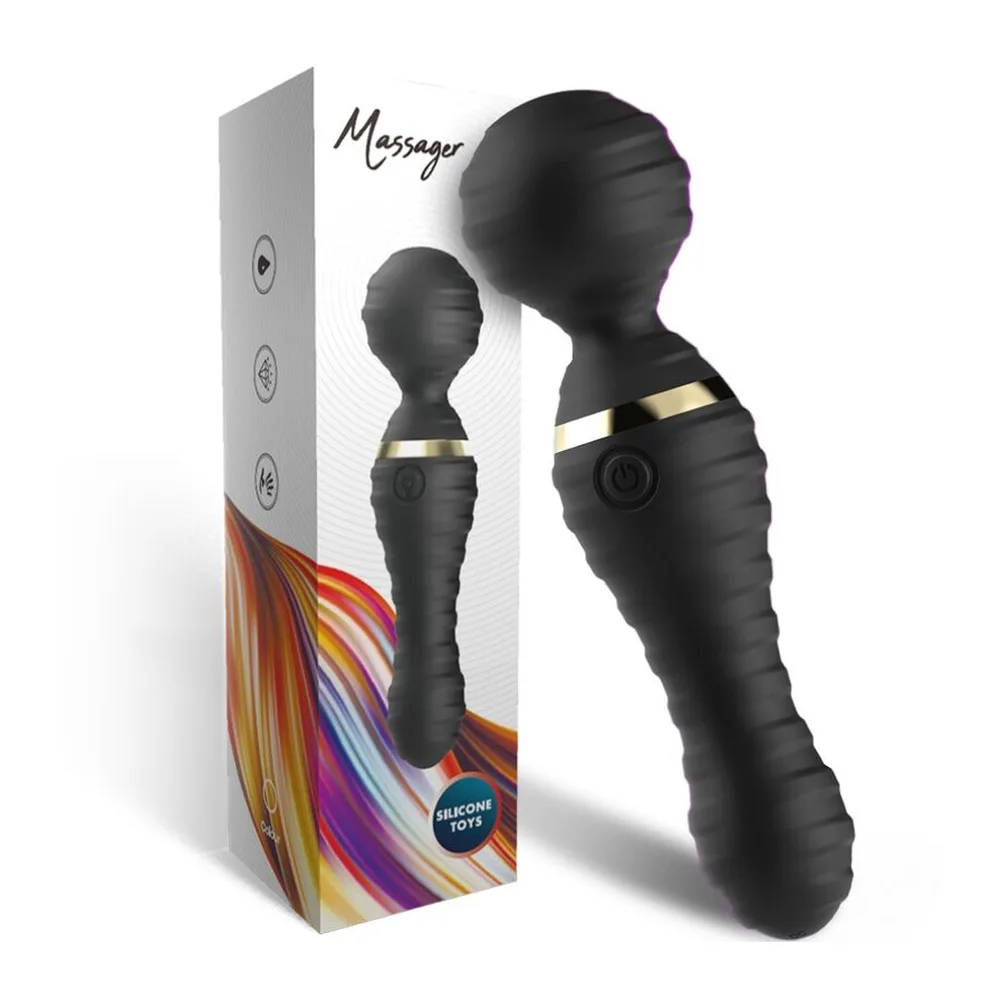 Masseur vibrateur noir rechargeable, tête ronde, 9 modes, autre vue 3