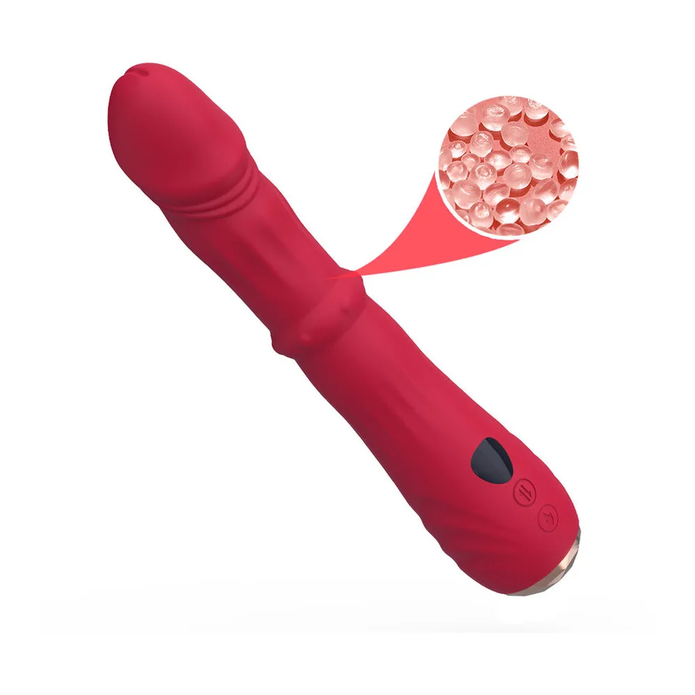 Vibromasseur point G rouge, col orientable, extrémité verre iridescent, autre vue 4
