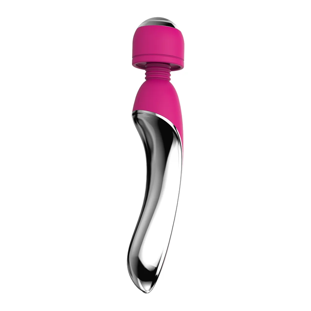 Vibromasseur rechargeable rose, tête métallique, étanche, autre vue 3