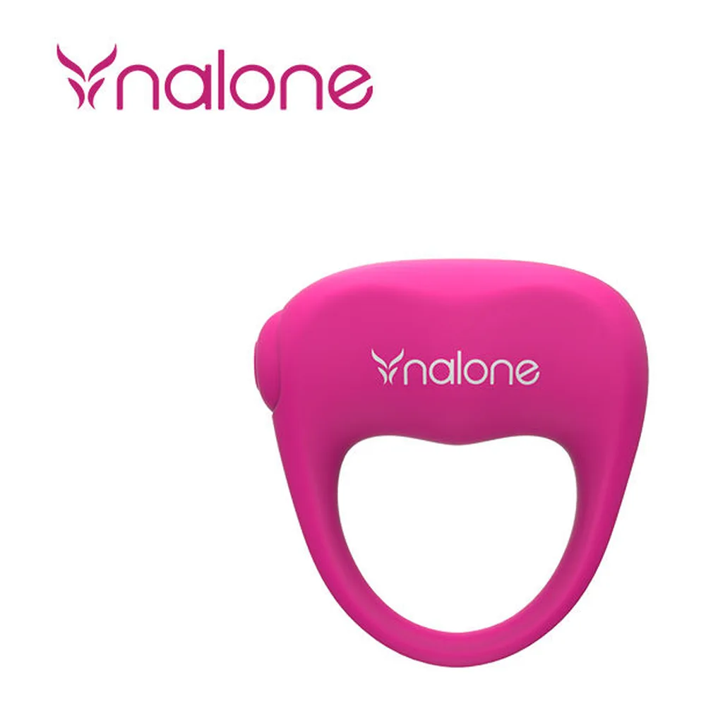 Anneau vibrant en silicone rose vif avec logo Malone, forme ergonomique avec zone de contact arrondie