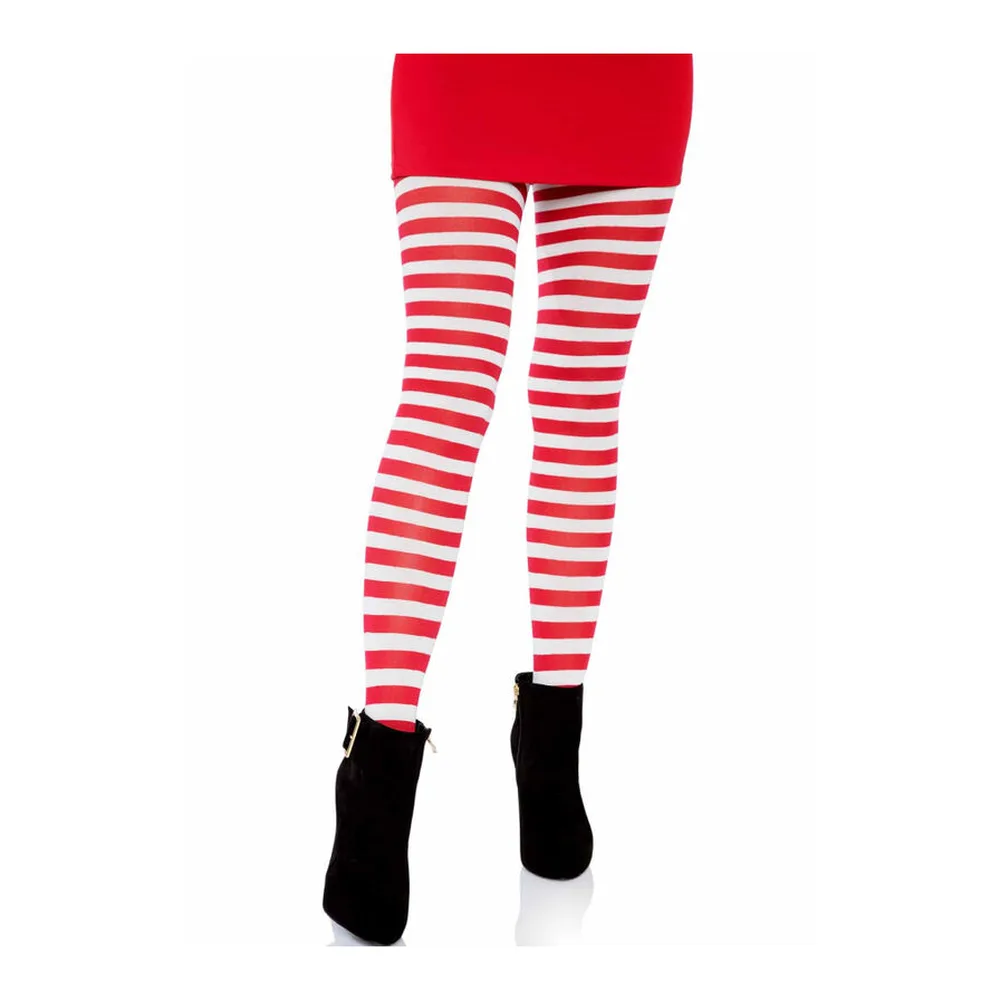 Porte-jarretelles Collants Rayures Blanc/rouge Leg Avenue