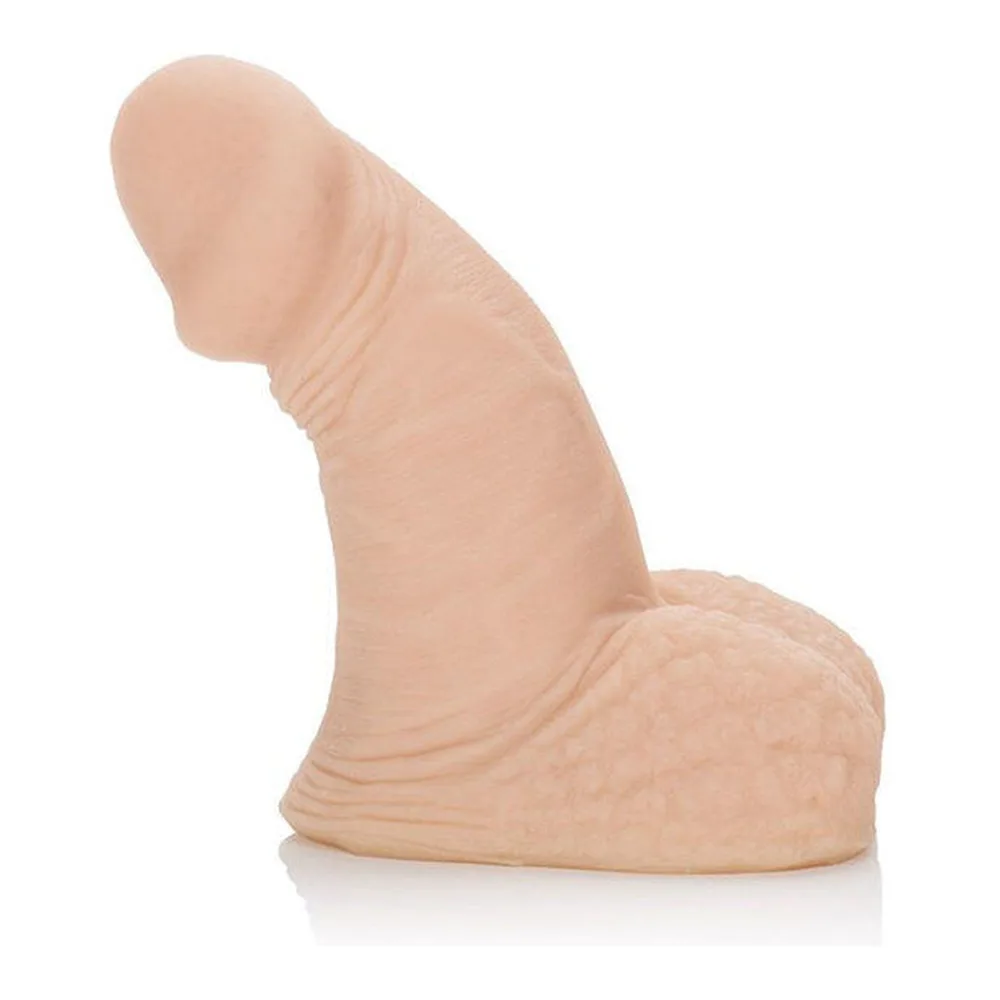 Packer en TPR souple beige chair, deux formats de tailles différentes, l'un avec testicules intégrés et l'autre plus compact, sur fond blanc