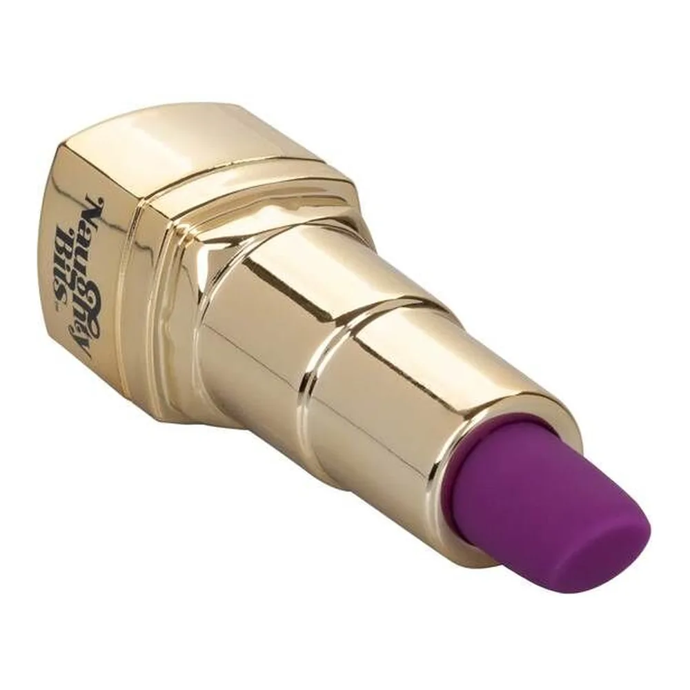 Stimulateur clitoridien rechargeable, doré, embout violet, autre vue 3