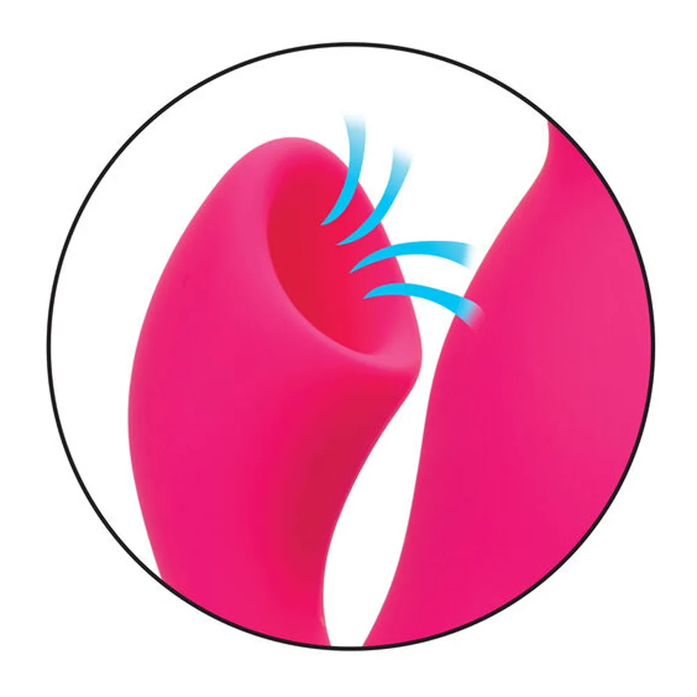 Vibromasseur rabbit rose vif en silicone avec trois perles sur la verge principale, bras externe stimulant et contrôles sur le côté, fond blanc