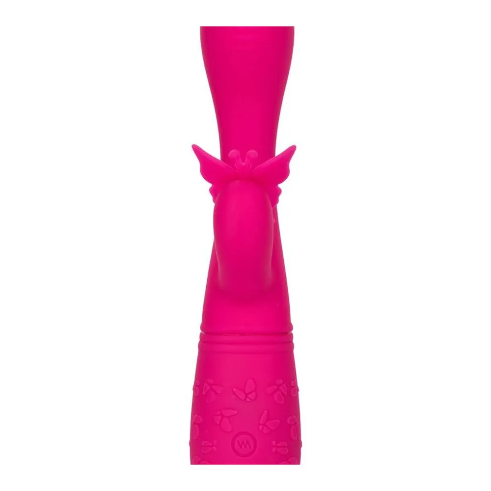 Vibromasseur rabbit silicone rose, ailes papillon battantes, autre vue 7