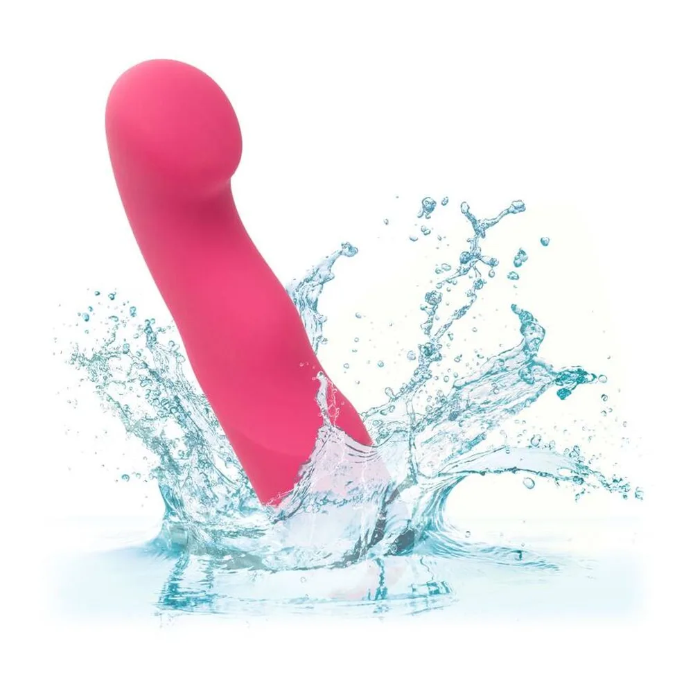 Vibromasseur silicone rose rechargeable incurvé, autre vue 6