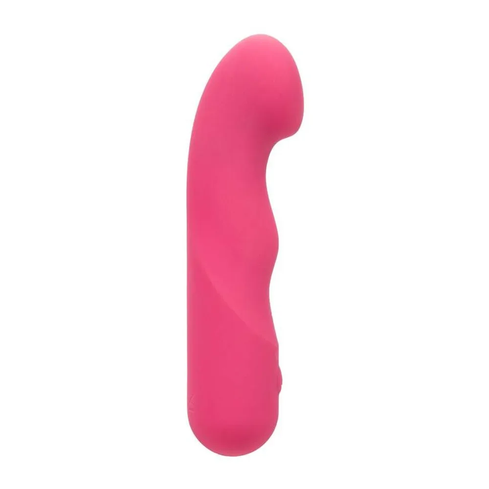Vibromasseur silicone rose rechargeable incurvé, autre vue 6