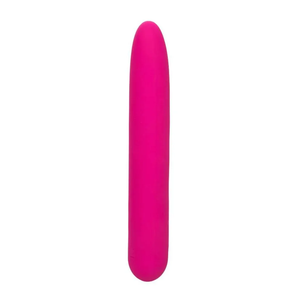 Vibromasseur Bliss Vibe en silicone rose vif, de forme allongée avec extrémité arrondie, sur fond blanc