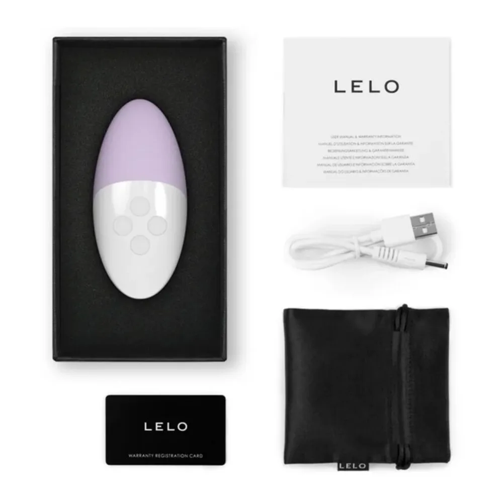 Stimulateur clitoridien Siri 3 en silicone, coloris blanc et lilas, forme épurée oblongue avec zone de contrôle tactile sur la moitié inférieure