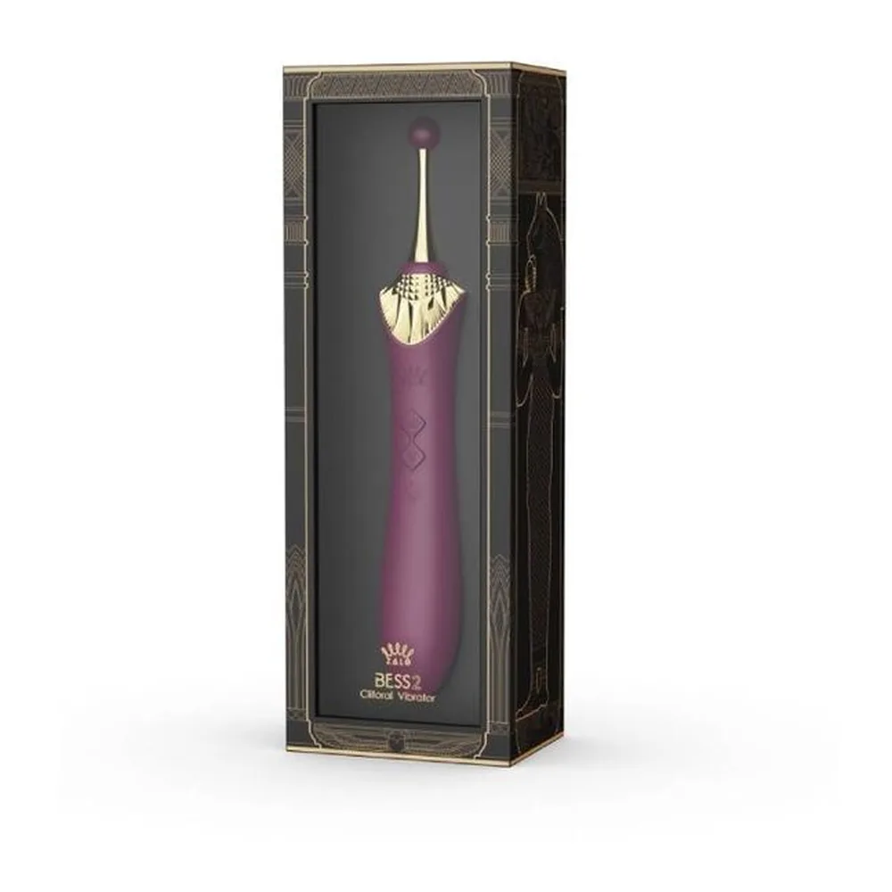 Stimulateur clitoridien violet, embout doré précis, rechargeable, autre vue 8