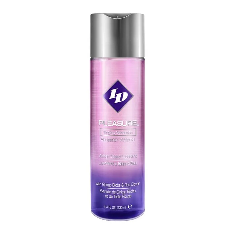 Flacon de lubrifiant à base d'eau avec capuchon rose foncé et étiquette rose avec logo bleu, contenance 120 ml