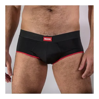Slip noir coton élasthanne, bordure rouge, ceinture grise, autre vue 2