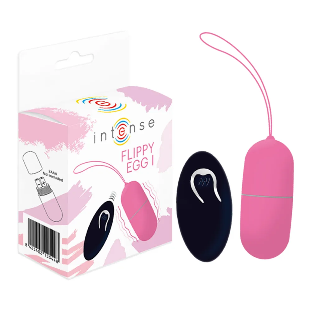 Œuf vibrant en silicone rose avec télécommande radio noire, vue de l'accessoire et de sa télécommande filaire accompagnant le produit