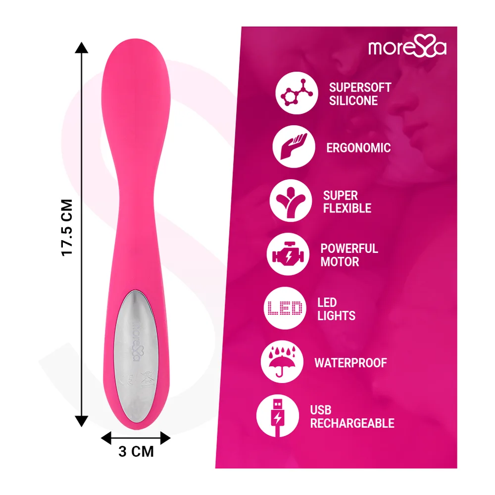 Quatre vibromasseurs point G en silicone rose vif présentés en rangée, avec têtes arrondies et tiges effilées, deux modèles affichant des commandes tactiles visibles