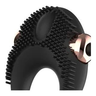 Anneau vibrant silicone noir picots 5 cm à piles, autre vue 3